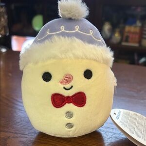 Squishmallows Snowman Hat with Red Bow and Blue Top